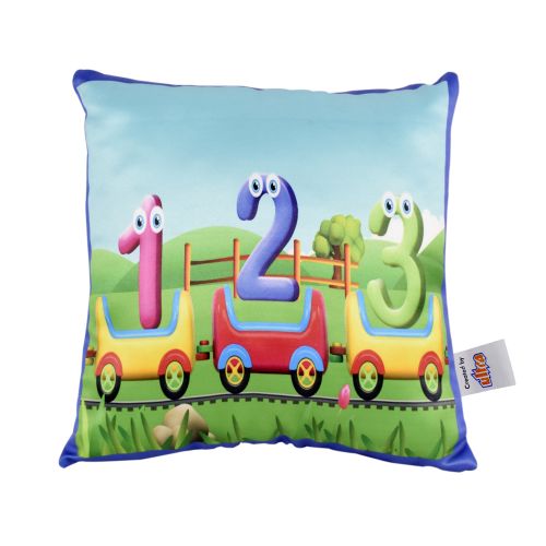 Ultra Toy Train Kids Digital Print Cushion Pillow 12X12 Inch Multicolor