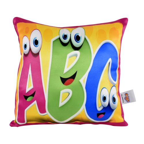 Ultra Expressive Alphabet ABC Digital Print Cushion Pillow 12X12 Inch Multicolor