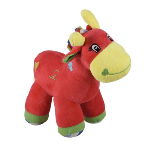 Ultra Colourful Baby Giraffe Stuffed Soft Plush Kids Animal Toy With Sound 9 Inch Red
