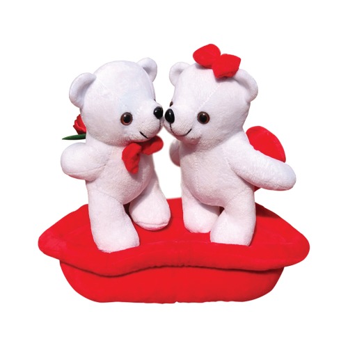 Ultra Kissing Valentine Couple Teddy Bear Holding Red Heart Rose Plush Toy 8 Inch