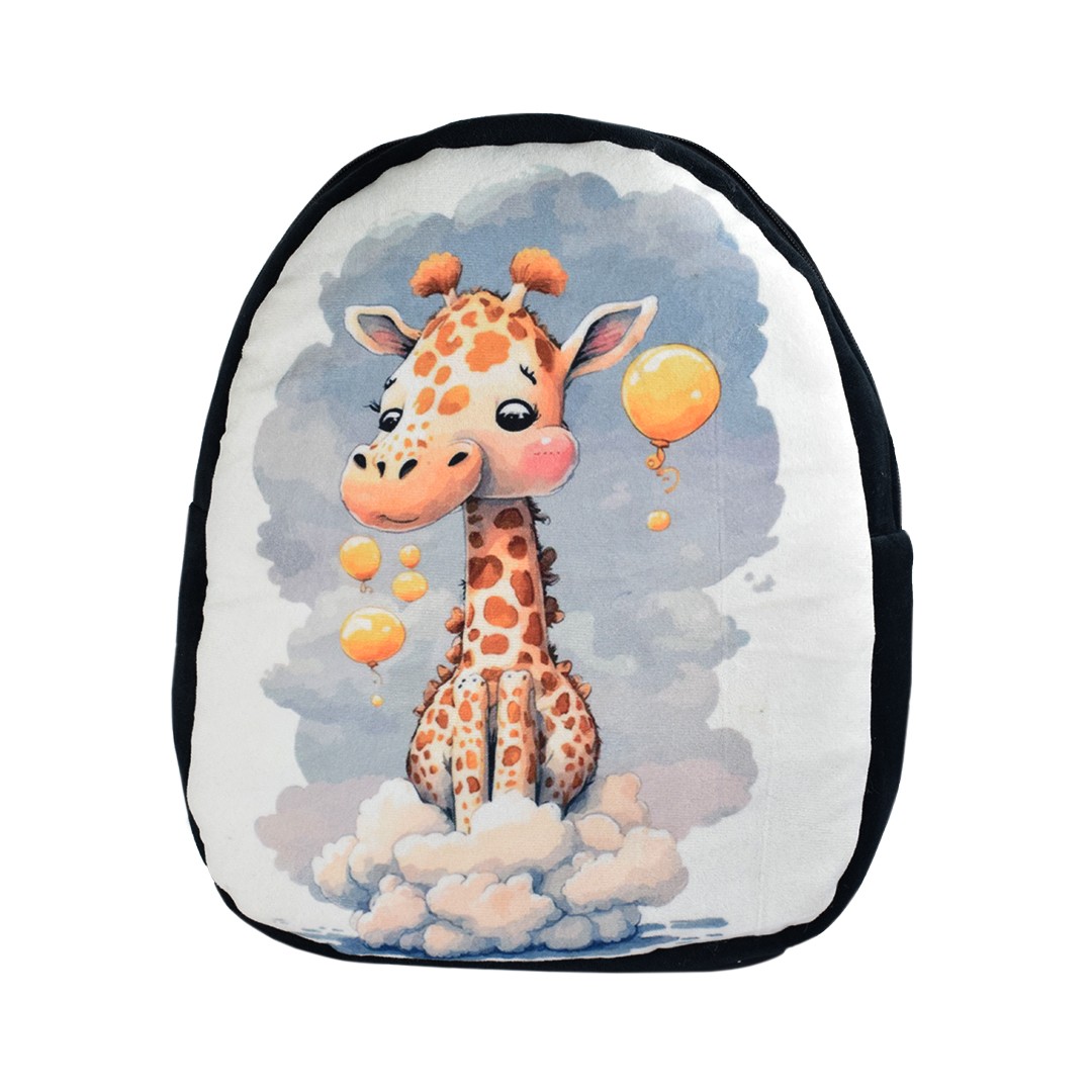 Ultra Giraffe Design Multicolor Plush Velvet Animal School Backpack 14 Inch