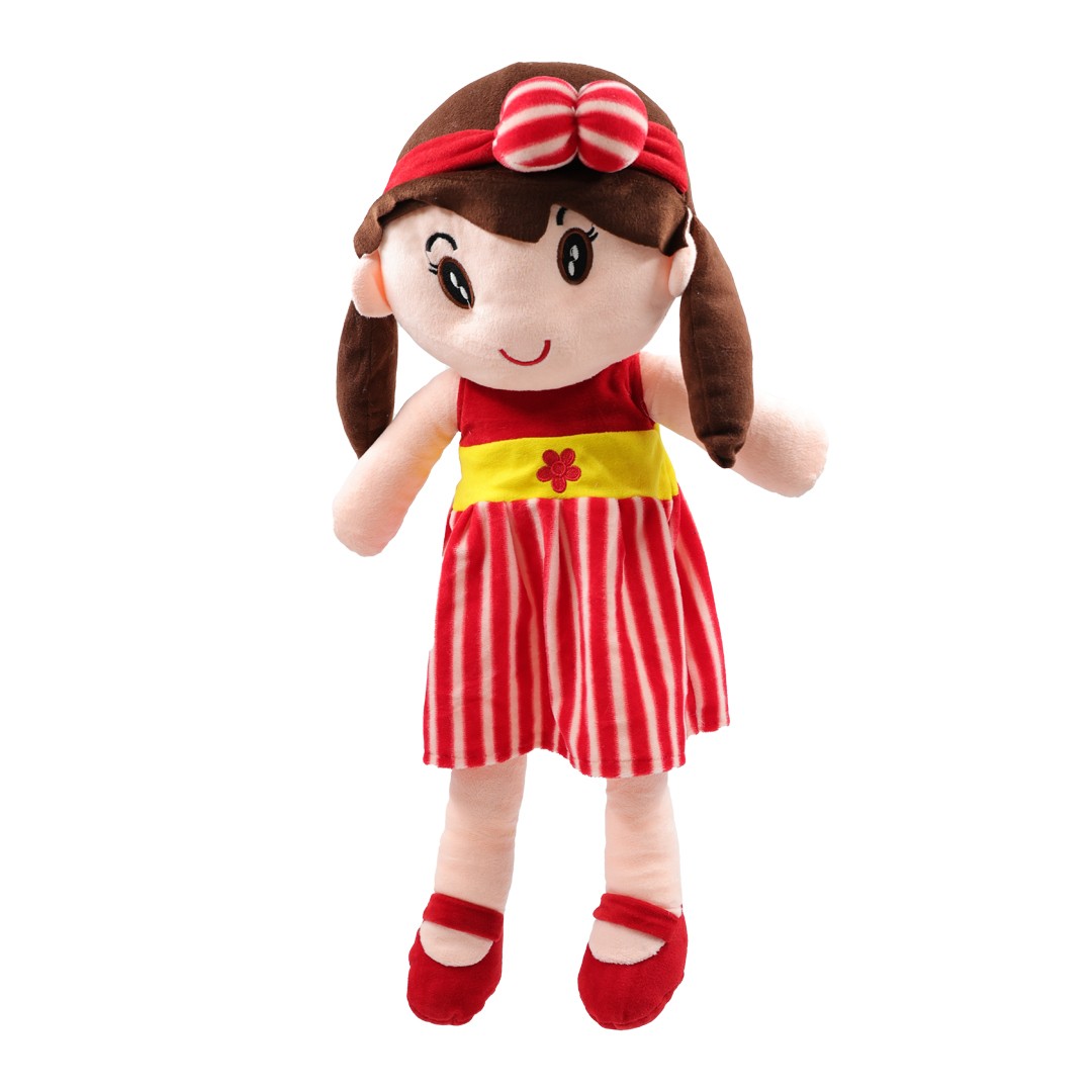 Ultra Plush Kids Rag Doll Stuffed Soft in Red Dress 24 Inch
