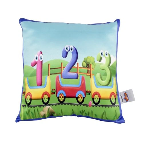 Ultra Toy Train Kids Digital Print Cushion Pillow 12X12 Inch Multicolor