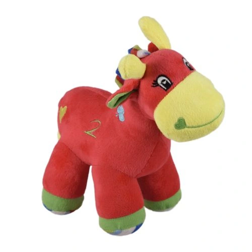 Ultra Colourful Baby Giraffe Stuffed Soft Plush Kids Animal Toy With Sound 9 Inch Red