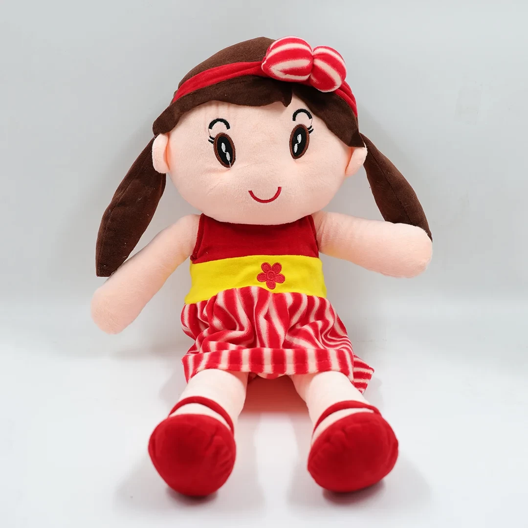 Ultra Plush Kids Rag Doll Stuffed Soft in Red Dress 24 Inch